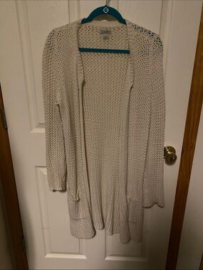 Lucky Brand Cream Open-Front Knit Cardigan